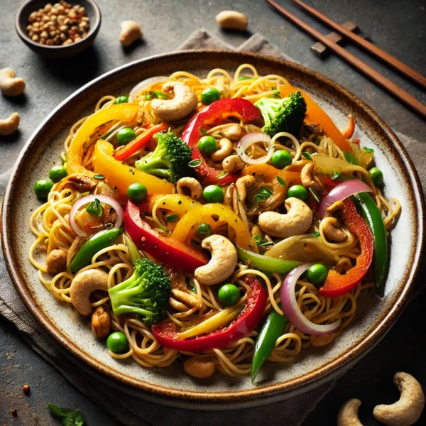 20C. VEGAN –Stekta äggnudlar med grönsaker & cashewnötter